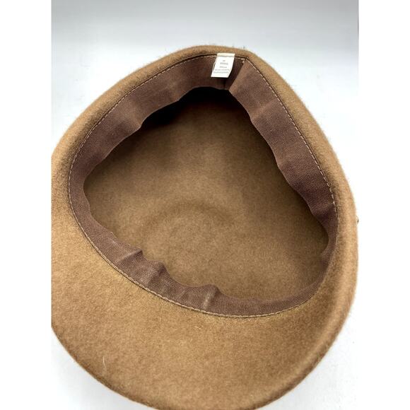 Women's 100% Wool Felt Tan / Brown Newsboy Cap Style Hat - Picture 5 of 6